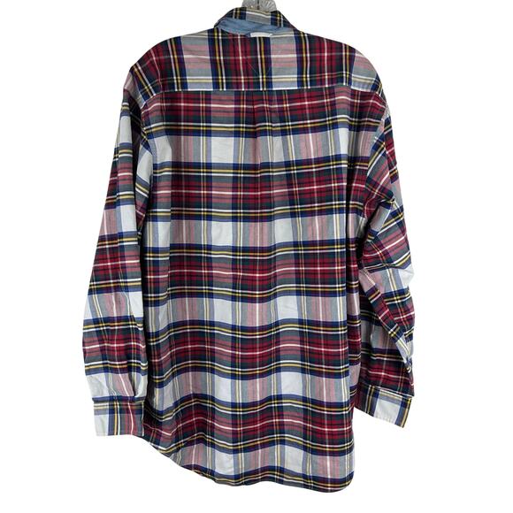 Tommy Hilfiger Mens Button Up Shirt Crest Logo Red Plaid Vintage Size Medium Y2K - Picture 2 of 7